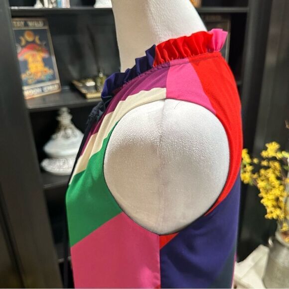 Trina Turk Multi Colored Striped Sleeveless Blouse Size Small - Picture 4 of 10